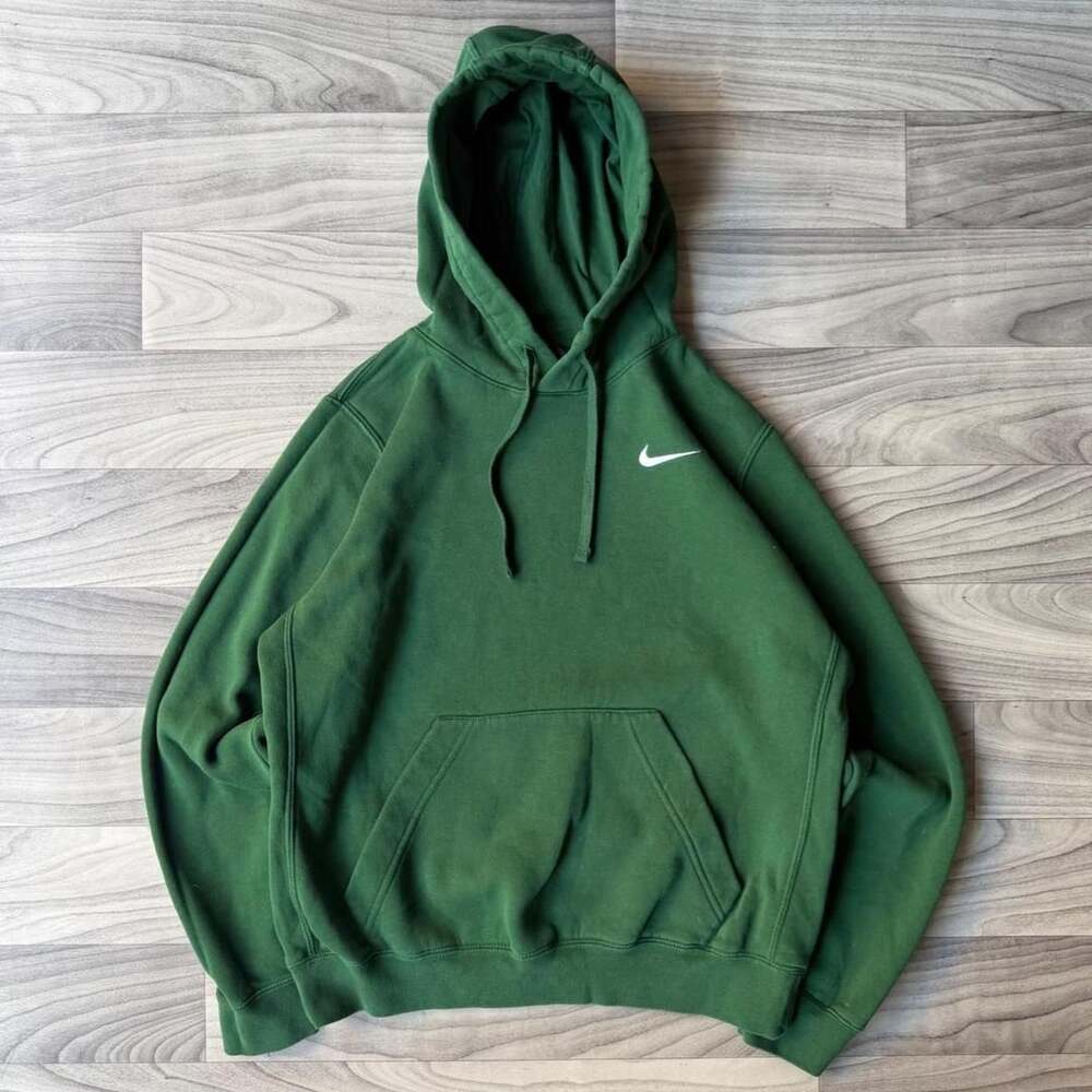 Nike Y2K Forest Green Pullover Hoodie Sweatshirt Size M